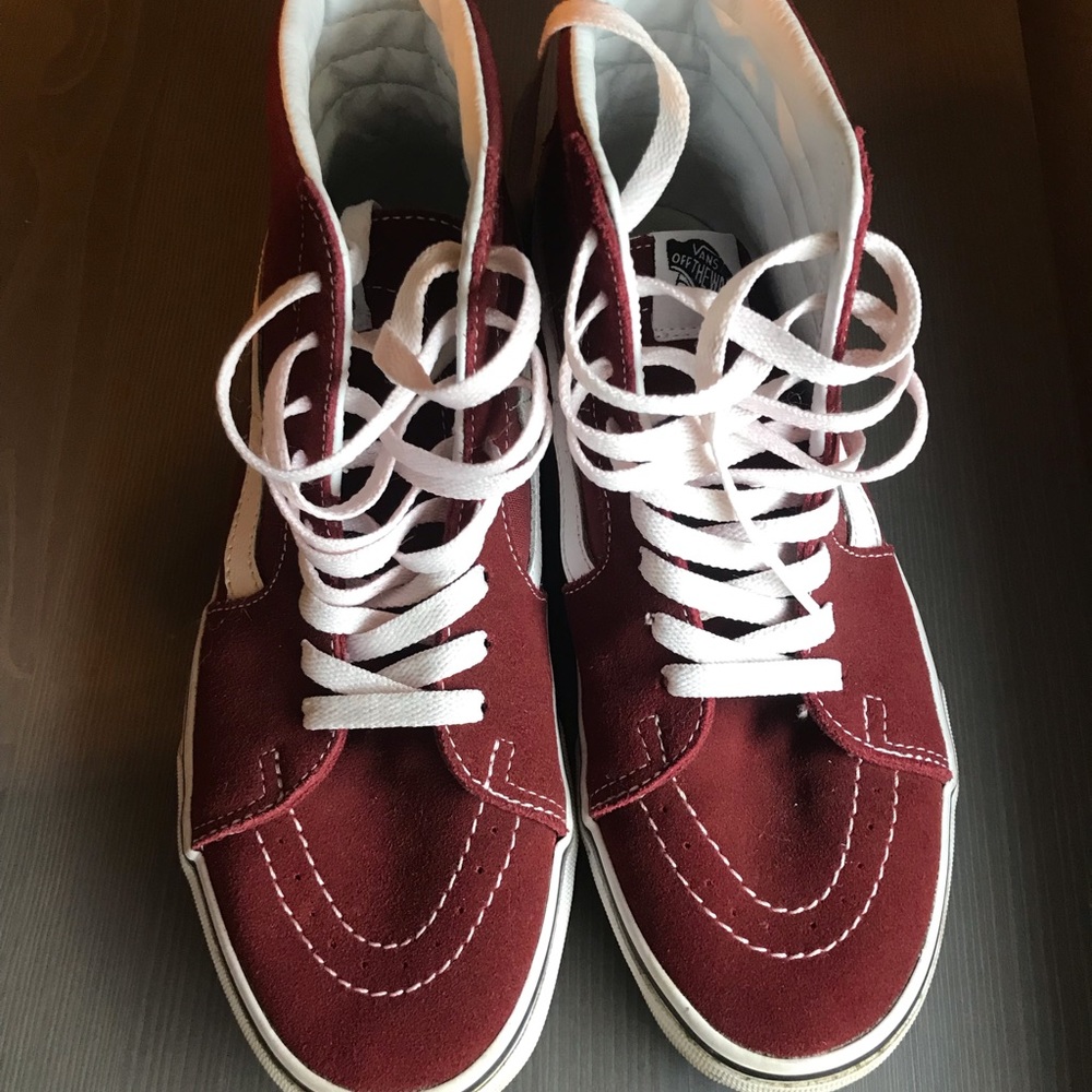 Brick red high top vans